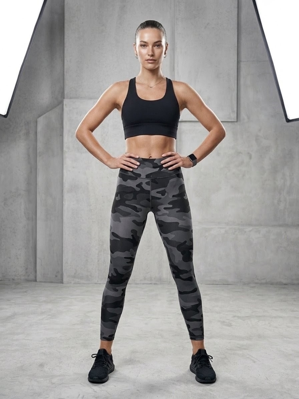 No Boundaries Black & Gray Camo High-Rise Leggings